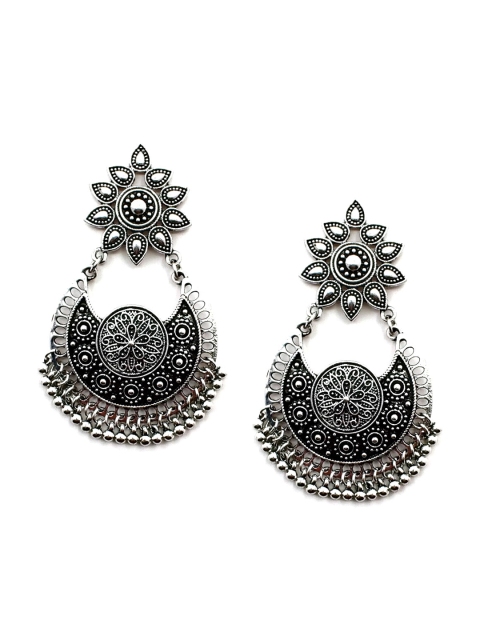 

Sia Art Jewellery Silver-Plated Crescent Shaped Oxidised Drop Earrings