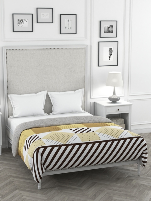 

Portico New York White & Brown Printed Verve Double King Duvet Cover