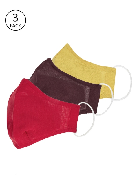 

Imfashini Women 3 Pcs Solid 2-Ply Reusable Cloth Masks, Red