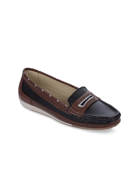

Liberty Women Black & Brown Colourblocked Leather Penny Loafers