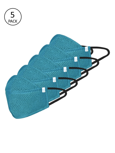 

Ahalyaa Unisex Pack Of 5 4-Ply Reusable Outdoor Masks, Blue