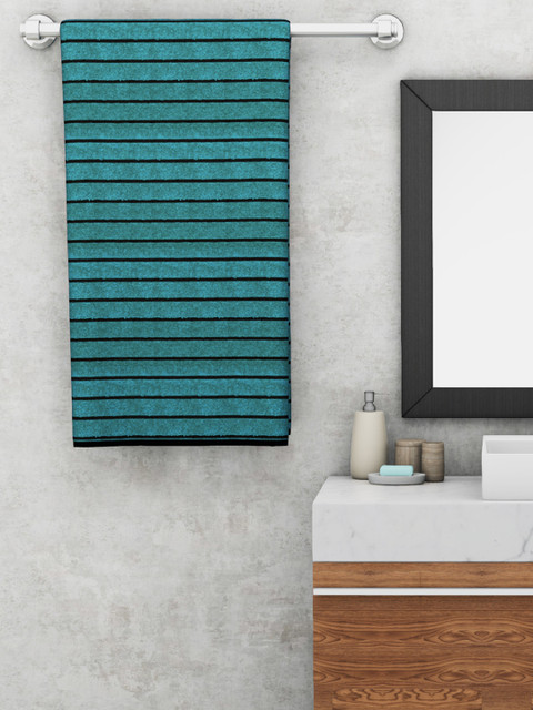 

BIANCA Teal Blue Bumpy Striped Sonoma Bath Towel 500 GSM
