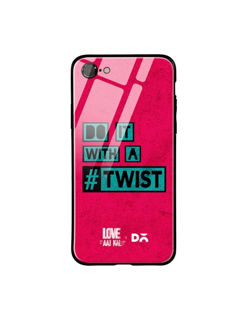 

DailyObjects Pink & Black Love Twist iPhone 7 Glass Case