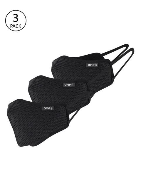 

one8 Select BY VIRAT KOHLI Unisex Pack Of 3 4-Ply Reusable 3D Mesh Cloth Masks, Black
