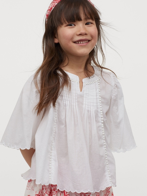 

H&M Girls White Pin-Tuck Blouse