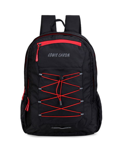 

LOUIS CARON Unisex Black & Red Solid Backpack