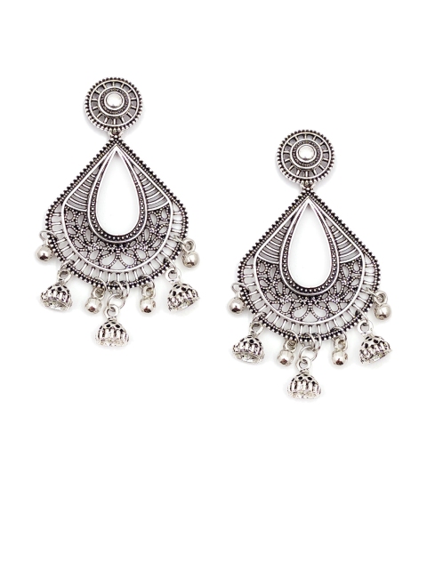 

Sia Art Jewellery Silver-Plated Teardrop Shaped Oxidised Drop Earrings