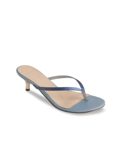 

LEMON & PEPPER Women Blue Solid Open Toe Kitten Heels