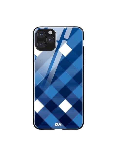 

DailyObjects Blue & White Small Static Nightfall Checks iPhone 11 Pro Max Glass Case