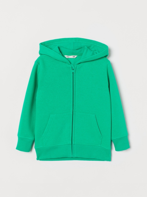 

H&M Boys Green Solid Hooded Jacket