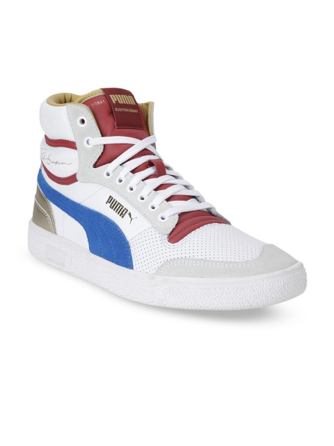 

Puma Unisex White Colourblocked Leather Mid-Top Sneakers