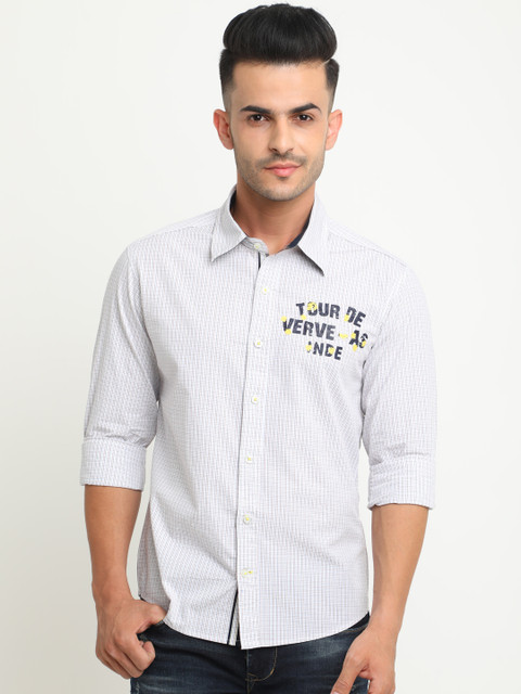

Flyrs Club Men White & Red Slim Fit Checked Casual Shirt