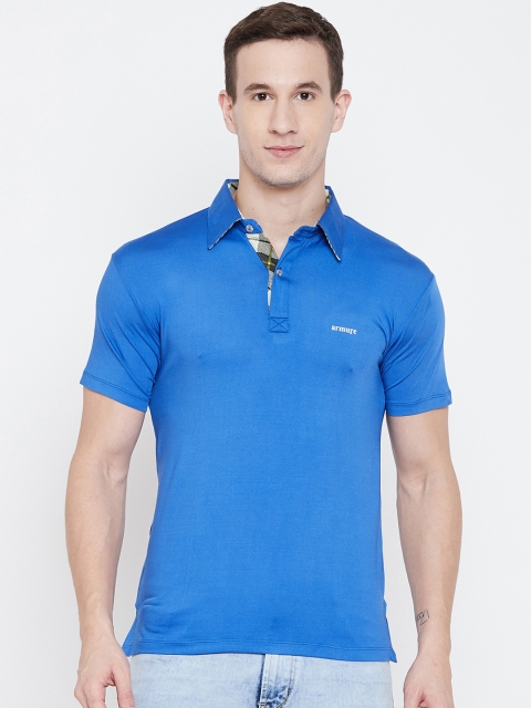 

armure Men Blue Solid Polo Collar T-shirt