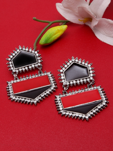 

Moedbuille Red & Black Contemporary Drop Earrings