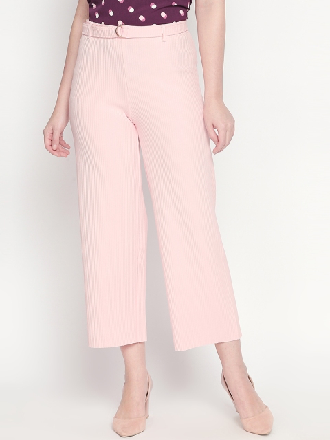 

Forever Glam by Pantaloons Women Pink Regular Fit Striped Parallel Trousers