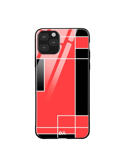 

DailyObjects Coral-Coloured & Black Blocks iPhone 11 Pro Max Glass Case