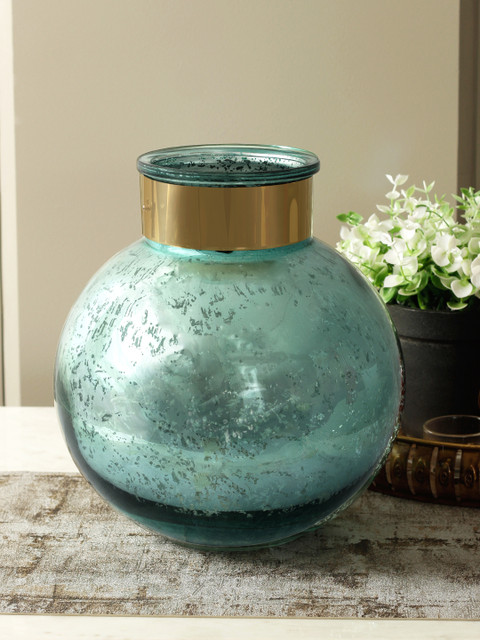 

Living Essence Blue Marvela Glass Flower Vase