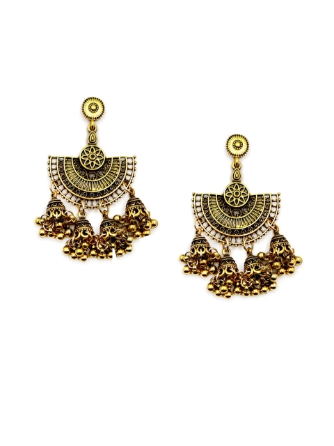 

Sia Art Jewellery Gold-Plated Oxidised Dome Shaped Jhumkas