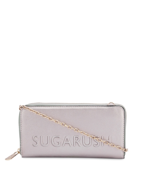 

Sugarush Women Silver Solid Zip Around Wallet