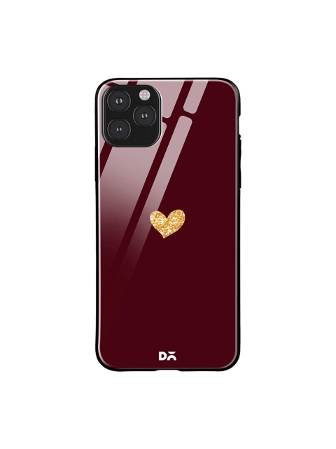 

DailyObjects Burgundy & Beige Sparkle Heart iPhone 11 Pro Max Glass Case