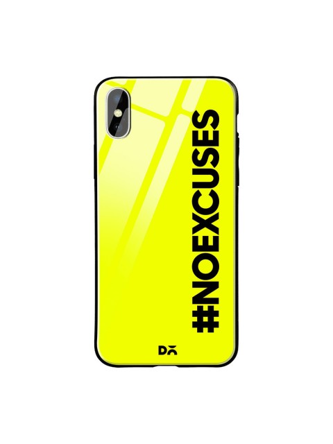 

DailyObjects Fluorescent Green & Black No Excuses iPhone XS Glass Mobile Cover