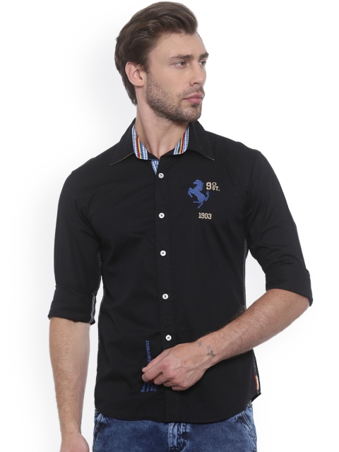

Flyrs Club Men Black Smart Slim Fit Solid Casual Shirt