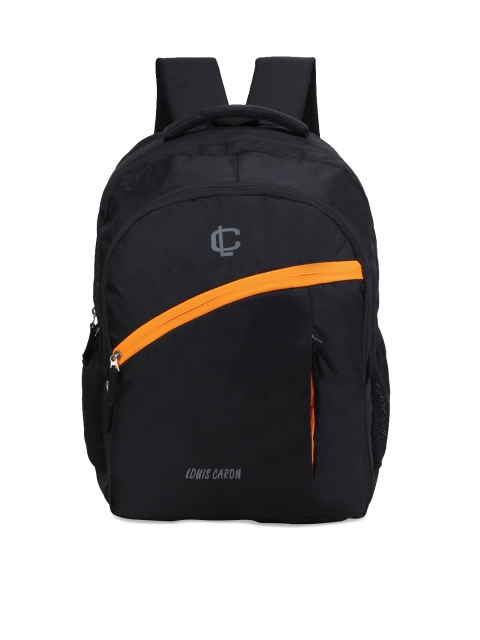 

LOUIS CARON Unisex Black & Orange Textured Backpack
