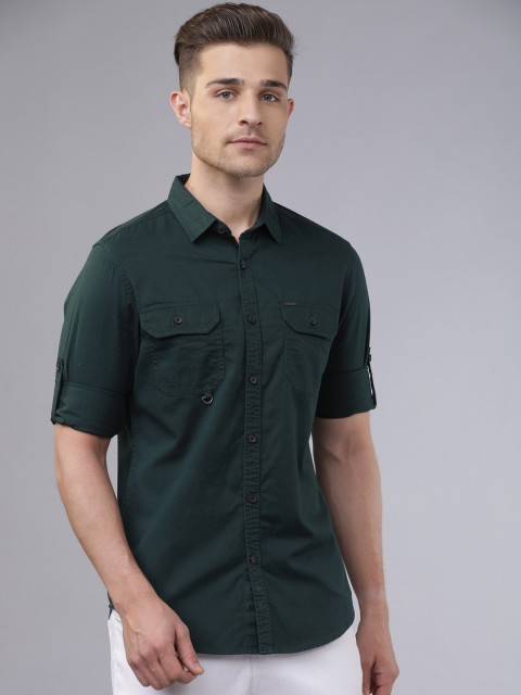 

Ecko Unltd Men Green Slim Fit Solid Casual Shirt