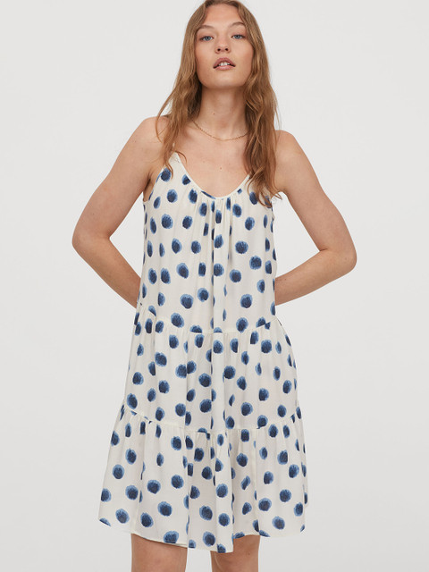 

H&M Women White & Blue Printed Airy Dress