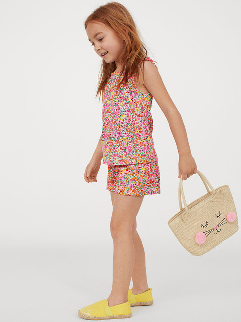

H&M Girls Multicoloured Floral Print Cotton Jersey Shorts, Multi