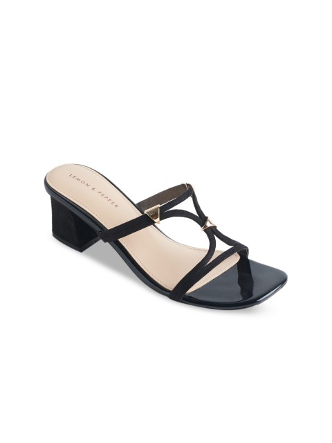 

LEMON & PEPPER Women Black Solid Sandals