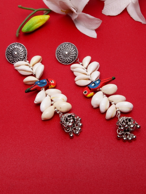 

Moedbuille Silver-Toned Brass-Plated German Silver Handcrafted Contemporary Drop Earrings