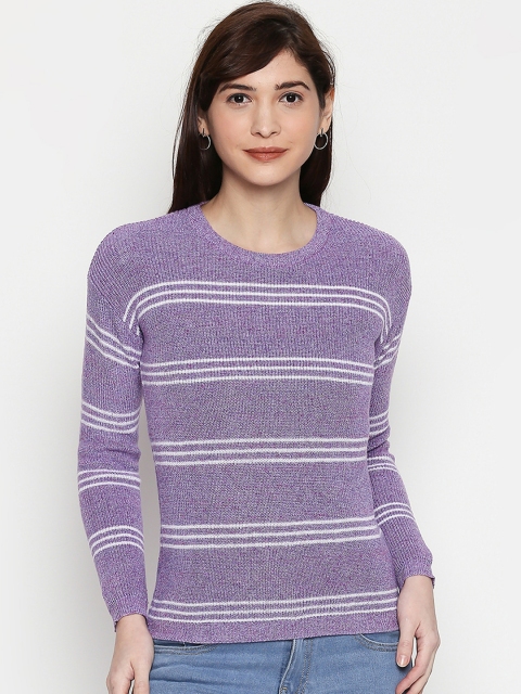 

Manola Women Purple Striped Pullover Sweater