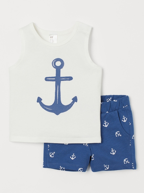 

H&M Boys White & Blue 2-Piece Cotton Set