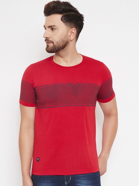 

Adobe Men Red Colourblocked Round Neck T-shirt