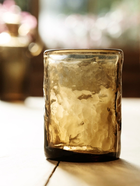 

ellementry Set Of 2 Brown Solid Amber Glass Tumbler