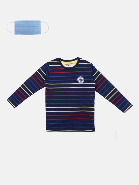 

Lil Tomatoes Boys Navy Blue Striped Round Neck T-shirt