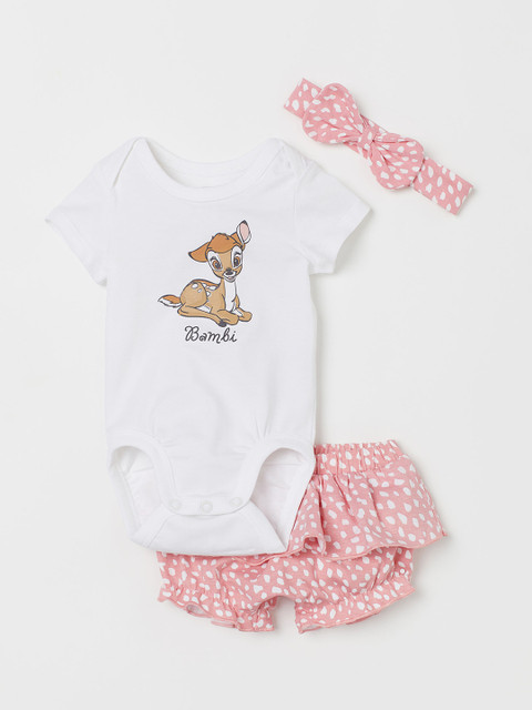 

H&M Girls White & Pink 3-Piece Printed Sustainable Jersey Set