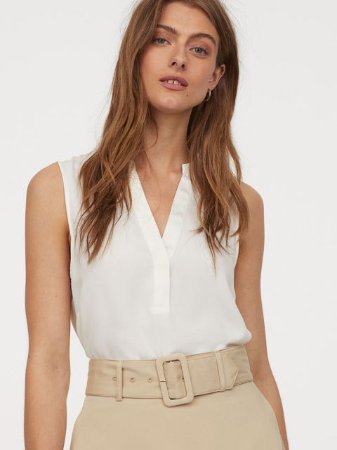 

H&M Women White Solid Top
