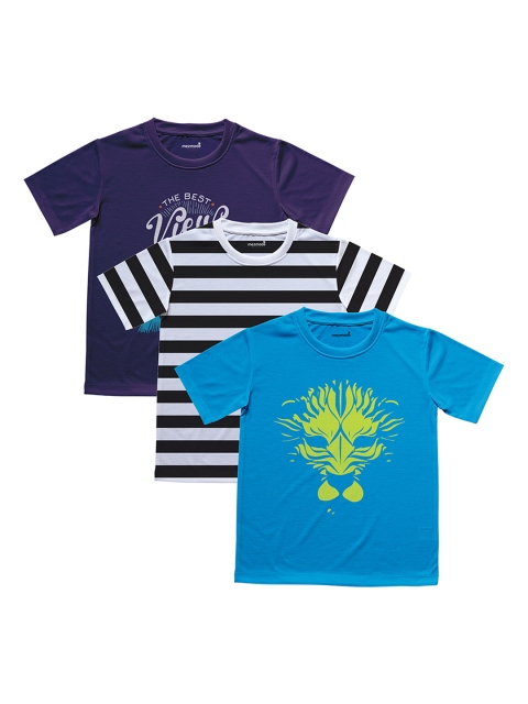 

mezmoda Boys Pack Of 3 Printed Round Neck T-shirt, Blue