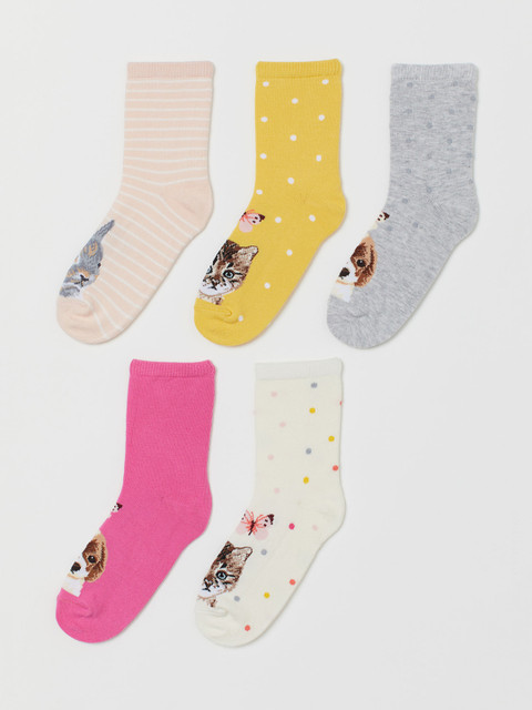 

H&M Girls Patterened 5-Pack Socks, Multi