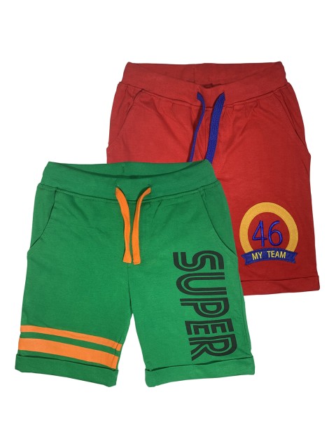 

KiddoPanti Boys Pack Of 2 Printed Regular Shorts, Red