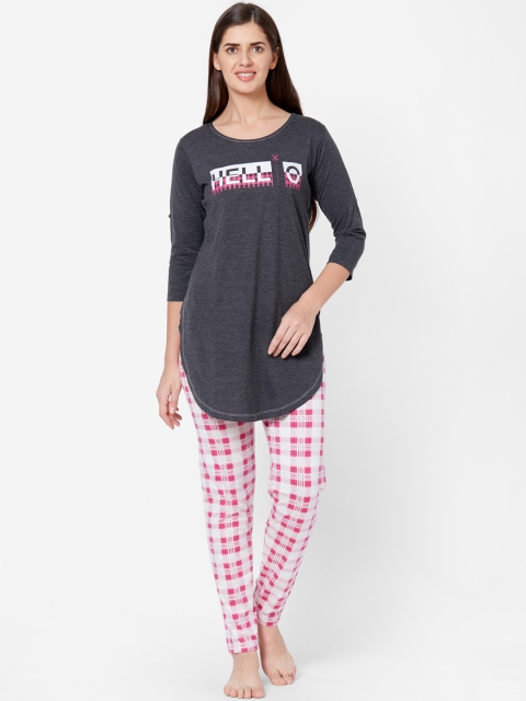 

Juliet Women Grey & White Printed Night Suit