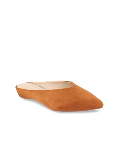 

URBANE Women Camel Brown Solid Suede Mules