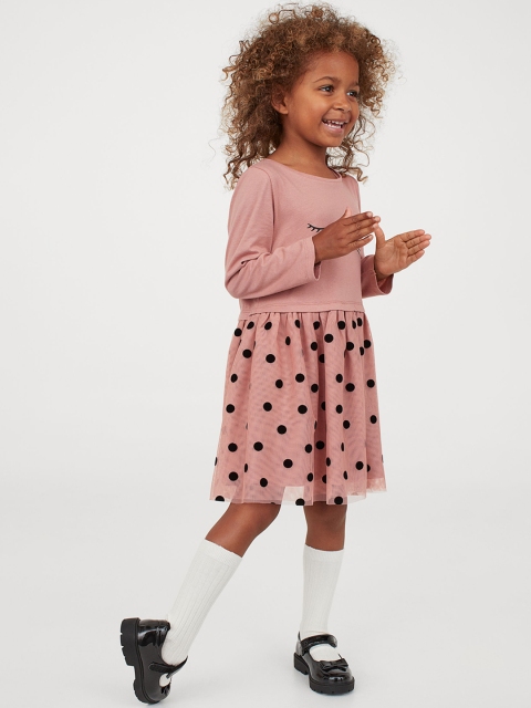 

H&M Pink Tulle-Skirt Jersey Dress