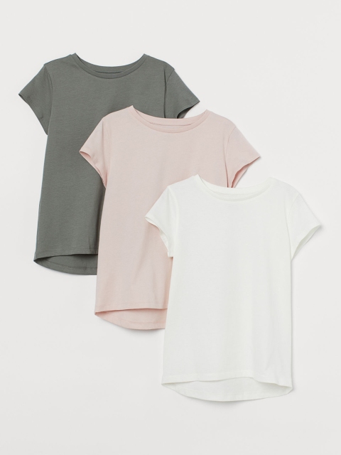 

H&M Girls Multicolored 3-pack cotton T-shirts, Multi