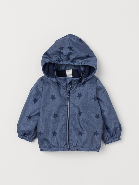 

H&M Boys Blue Printed Hooded Jacket