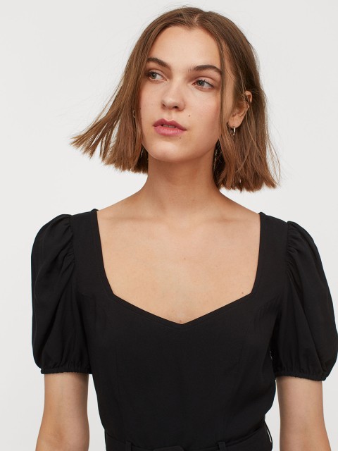 

H&M Women Black Solid Belted Dress
