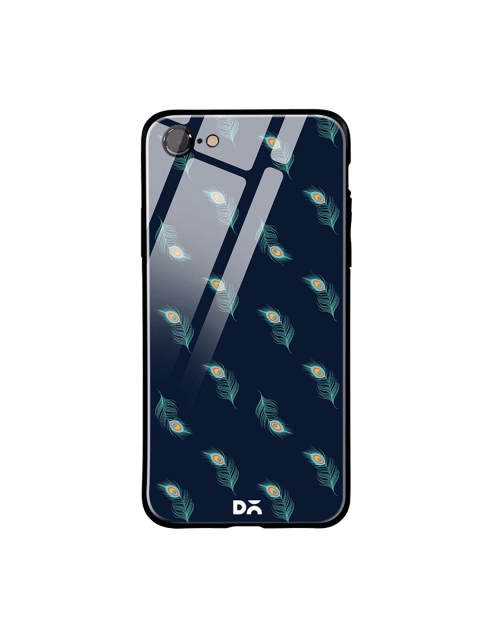 

DailyObjects Navy Blue & Green Feathers iPhone 8 Glass Mobile Cover