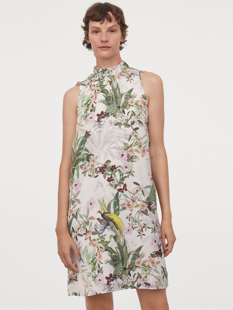 

H&M Women Multicolored Floral Print Satin Dress, Multi